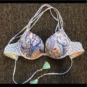 Victoria’s Secret Swim -blue paisley push-up top